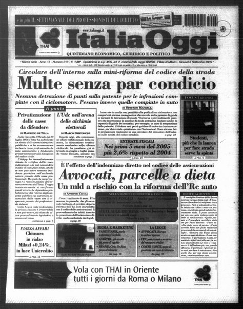 Italia oggi : quotidiano di economia finanza e politica